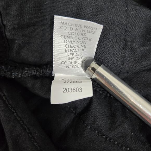 J Jill Pure Jill Seersucker Jacket Blazer XL TALL Black Open Front Embroidered - Picture 12 of 16